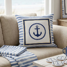 Elegant Nautical Blue Anchor and Light Blue Stripe