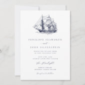 Elegant Nautical Boat Illustration Wedding 招待状 (正面)