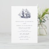 Elegant Nautical Boat Illustration Wedding 招待状 (スタンド正面)