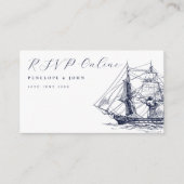 Elegant Nautical Ship Illustration Wedding Website エンクロージャーカード (正面)