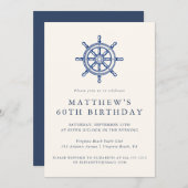 Elegant Nautical Ships Wheel Adult Birthday Party  招待状 (正面/裏面)