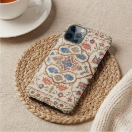 Elegant Navajo Kilim Coral Sky Blue Floral Cream iPhone 11 Proケース