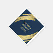 Elegant Navy and Gold Birthday Dinner Napkins スタンダードカクテルナプキン (角)