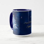 Elegant Navy and Gold Christmas Tree Personalized  マグカップ (正面左)