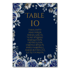 Elegant Navy and Gold Floral Wedding Table Number  テーブルナンバー