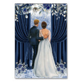 Elegant Navy and Gold Floral Wedding Table Number  テーブルナンバー (裏面)