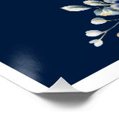 Elegant Navy and Gold Floral Wedding Welcome Sign ポスター (コーナー)