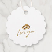 Elegant Navy and Gold Floral Wreath Wedding Favor  フェイバータグ (裏面)