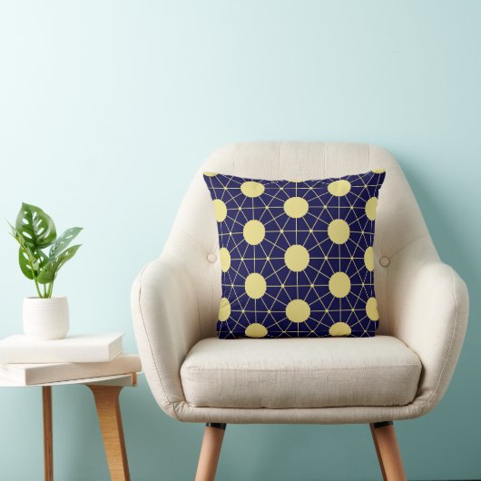 Elegant Navy and Gold Geometric Tile Pattern クッション (椅子)
