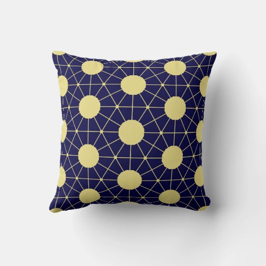 Elegant Navy and Gold Geometric Tile Pattern クッション (裏面)