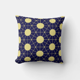Elegant Navy and Gold Geometric Tile Pattern クッション