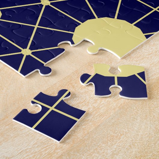 Elegant Navy and Gold Geometric Tile Pattern ジグソーパズル (側面)