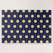 Elegant Navy and Gold Geometric Tile Pattern ジグソーパズル (横)