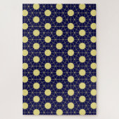 Elegant Navy and Gold Geometric Tile Pattern ジグソーパズル (縦)