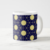 Elegant Navy and Gold Geometric Tile Pattern ジャンボコーヒーマグカップ (正面右)