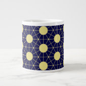 Elegant Navy and Gold Geometric Tile Pattern ジャンボコーヒーマグカップ (正面)