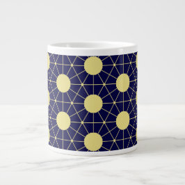 Elegant Navy and Gold Geometric Tile Pattern ジャンボコーヒーマグカップ