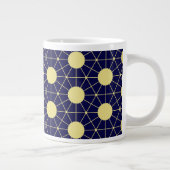 Elegant Navy and Gold Geometric Tile Pattern ジャンボコーヒーマグカップ (右)