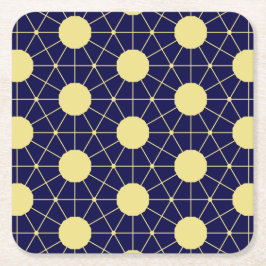 Elegant Navy and Gold Geometric Tile Pattern スクエアペーパーコースター