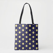 Elegant Navy and Gold Geometric Tile Pattern トートバッグ (正面)