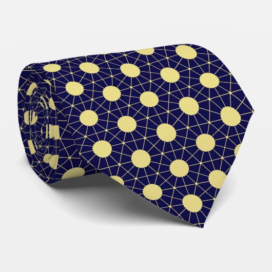 Elegant Navy and Gold Geometric Tile Pattern ネクタイ (ロール)