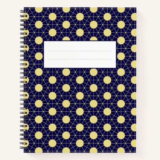 Elegant Navy and Gold Geometric Tile Pattern ノートブック (正面)