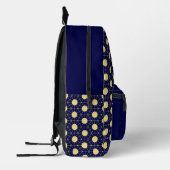 Elegant Navy and Gold Geometric Tile Pattern プリントバックパック (左)