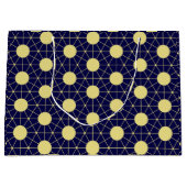 Elegant Navy and Gold Geometric Tile Pattern ラージペーパーバッグ (正面)
