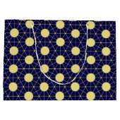 Elegant Navy and Gold Geometric Tile Pattern ラージペーパーバッグ (裏面)