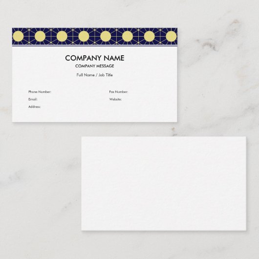 Elegant Navy and Gold Geometric Tile Pattern 名刺 (正面/裏面)