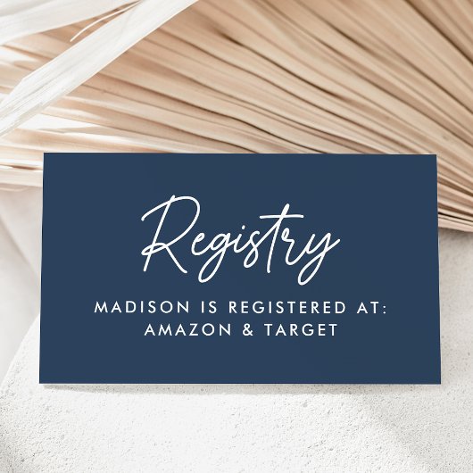 Elegant Navy Baby Shower Guest List Cards エンクロージャーカード