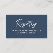 Elegant Navy Baby Shower Guest List Cards エンクロージャーカード (正面)