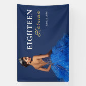 Elegant Navy Blue 18th Banner 横断幕 (縦)