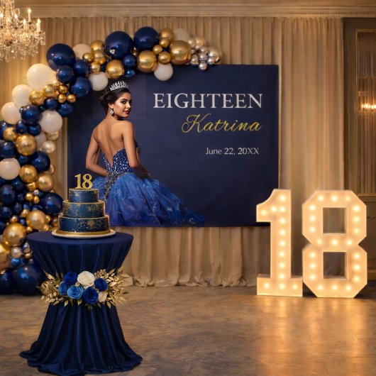 Elegant Navy Blue 18th Banner 横断幕