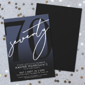 Elegant Navy Blue 70th Birthday Party 招待状