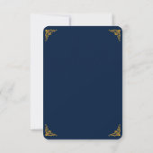 Elegant Navy Blue and Gold Floral Photo セーブザデート (裏面)