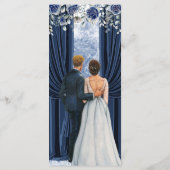 Elegant Navy Blue and Gold Floral Wedding MenuCard メニュー (裏面)