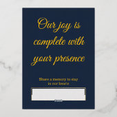 Elegant Navy Blue and Gold Foil Wedding Invitation 箔招待状 (裏面)