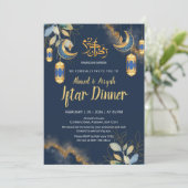 Elegant Navy Blue and Gold Watercolor Iftar 招待状 (スタンド正面)