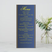 Elegant Navy Blue and Gold Wedding Menu Card メニュー (スタンド正面)