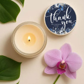 Elegant Navy Blue and Silver Floral   ラウンドシール