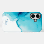 Elegant Navy Blue Aqua Watercolor Case-Mate iPhoneケース (裏面 (横))