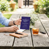 Elegant Navy Blue Bachelor Party  QR Code 招待状