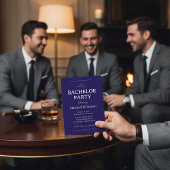 Elegant Navy Blue Bachelor Party  QR Code 招待状