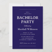Elegant Navy Blue Bachelor Party  QR Code 招待状 (正面)