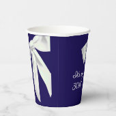 Elegant Navy Blue Birthday Paper Cups with Bow 紙コップ (右)