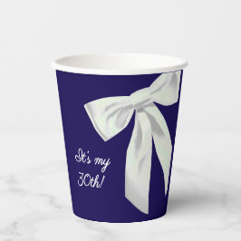 Elegant Navy Blue Birthday Paper Cups with Bow 紙コップ