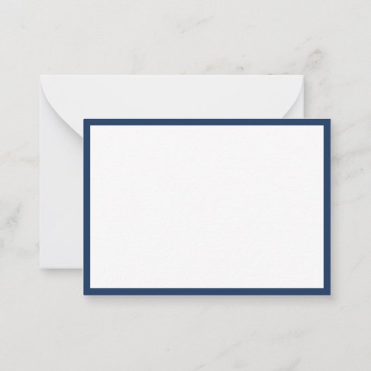 Elegant Navy Blue Border Monogram ノートカード (裏面)