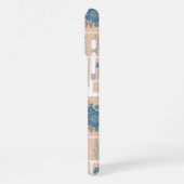 Elegant Navy Blue Botanical Rabbit Pattern Phone C iPhoneケース (左側面)