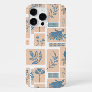 Elegant Navy Blue Botanical Rabbit Pattern Phone C iPhone 16 Pro Maxケース